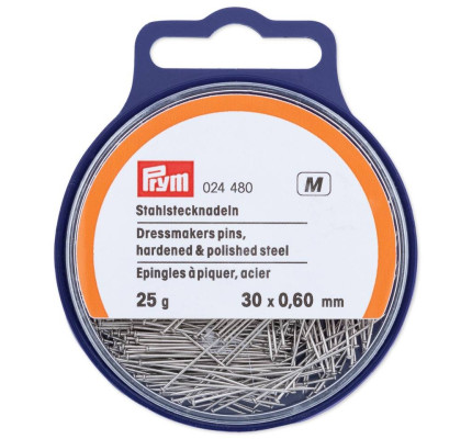 Špendlíky, 0,60 x 30 mm, stříbrné barvy, 25 g, krabička s poutkem