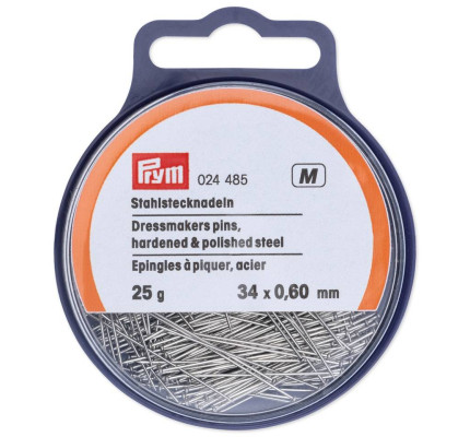 Špendlíky, 0,60 x 34 mm, stříbrné barvy, 25 g, krabička s poutkem