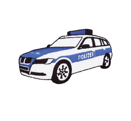 Nášivka policejní auto, nažehlovací, bílá/modrá