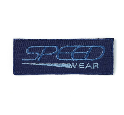 Nášivka džínový štítek Speed Wear, obdélník, nažehlovací, tmavě modrá