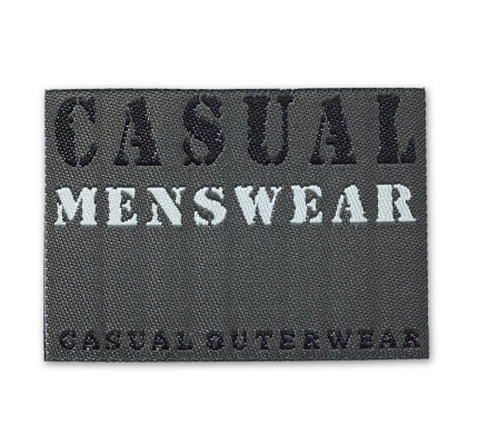 Nášivka džínový štítek Casual Menswear, obdélník, nažehlovací, černá