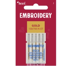 Vyšívací jehly zlaté TEXI EMBROIDERY GOLD 130/705 H-ET 5x75